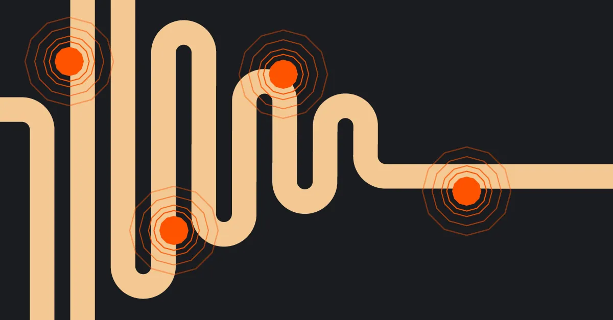 Abstract pattern with curves and circular elements illustrating the concept of AI assisted design.